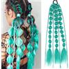 PORSMEER Extension per Treccine Africane Ciano 60cm colorato bolla coda di cavallo estensioni per intrecciare,Estensioni dei capelli sintetici a coda di cavallo sirena per le donne