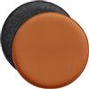Miqio Cuscino di design, rotondo, in feltro e ecopelle, diametro 35 cm, set da 2 pezzi, per panca e sedia, grigio scuro cognac