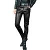 Gefomuofe Pantaloni in similpelle da uomo, slim fit, in pelle PU, elastici, per motociclisti, motociclisti, casual, elasticizzati, in pelle PU, nero, dritta, con chiusura lampo, Nero , L