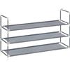 SONGMICS Scarpiera a 3 Ripiani, Portascarpe per Corridoio, Sottile e Salvaspazio, Struttura in Metallo, Ripiani in Tessuto Non Tessuto, Grigio Tortora LSH053G01V1