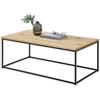 Stella Trading Thor-Tavolino da Salotto in Legno massello di Quercia, Moderno con Struttura in Metallo Nero, Rovere, 110 x 40 x 60 cm