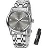 Taxau Orologi da Uomo Orologio da Polso in Acciaio Inox da Uomo Con Data Orologi al Quarzo Impermeabili Business Wrist Watches for Men
