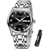 Taxau Orologi da Uomo Orologio da Polso in Acciaio Inox da Uomo Con Data Orologi al Quarzo Impermeabili Business Wrist Watches for Men