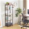 YMYNY Scaffale a 5 livelli, Libreria, Mensola a gradini, Alto 147 cm, Telaio in Metallo, Stile Industriale, per Soggiorno, Studio, Ufficio, Cucina, Retro marrone e nero HBC005H