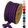 Halbach Seidenbänder Cordoncino di cotone riciclato, larghezza 10 mm/lunghezza 4 metri, filato di cotone sostenibile per macramè, corda naturale per fai da te, colore: viola
