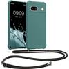 kwmobile Custodia Compatibile con Google Pixel 8a Cover - Back Case in Silicone TPU - Protezione Smartphone con Cordino - petrolio