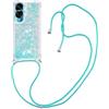 SNCLET Custodia per Honor 90 Lite con Cordino Glitter Sabbie Mobili Liquido Custodia Cordino a Tracolla Cordino Regolabile Lanyard Necklace Sottile Morbido Silicone Custodia per Honor 90 Lite,Azzurro