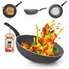 TEHORNEO Wok, Pentola Wok Induzione 28 cm Alluminio Antiaderente, Padella Wok, Pentola Wok, Wock Padella, Wook, Saltapasta Antiaderente, Wok Professionale, Padelle Wok, Woke, Wok Grande, 28 cm