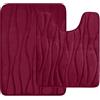 Homaxy Tappetino da bagno in memory foam, set da 2 pezzi, antiscivolo e assorbente, lavabile in lavatrice (50 x 60 cm + 50 x 76 cm, vino rosso)