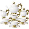 fanquare 15 Pezzi Servizio da tè in Porcellana Inglesi, Servizio da Caffè Regalo Reale, Teiera Bianca, Zuccheriera, Barattolo del Latte, Tazza e Piattino