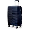 DTP-SOFT Valigia trolley in polipropilene Combination Lock TSA S/M/L/XL/Set esclusivo 5 colori, Blu scuro, m, Valigetta rigida