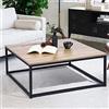 BAKAJI Tavolino Divano Tavolo caffè da Salotto Quadrato Design Moderno Industriale Struttura in Metallo con Piano d'appoggio in Legno MDF Dimensione 80 x 80 x 34 cm (Quercia)