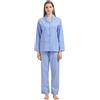 GLOBAL Set Pigiama da Donna 100% Cotone Manica Lunga Abbottonatura Pigiameria Femminile con Coulisse Set da Notte Morbido e Traspirante Pigiama da Donna,Fiore Blu,S
