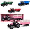 Toyland® - Trattore agricolo a frizione rosa con rimorchio - Giocattoli da fattoria per ragazzi