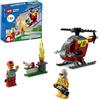 LEGO City Fire Helicopter 60318 Building Kit for Kids Aged 4+; Includes Firefighter and Vendor Minifigures with Accessories, Including Toy Walkie-Talkie, Bread and 2 Hotdog Elements (53 Pieces)