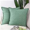 Madizz 2 Pezzi Lino Copricuscini Morbido Decorativo Fodere per Cuscino Lusso Stile per Divano Camera da Letto 55x55 cm Verde