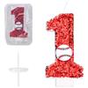 PEUTIER Candeline Compleanno, 7,5cm Glitter Topper Torta Buon Compleanno Rosso Paillettes Candela Numero Tema Sportivo Decorazioni Torta Baseball per Anniversario Celebrazioni Festa Forniture (1)