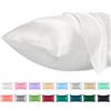 Lirex Set di 2 Federe in Raso, Decorativi Morbido Tinta Unita Quadrate Federe Cuscini Federa di Satin per Cuscino Senza Rughe Resistente Allo Sbiadimento Traspirante (Bianco, 50 x 90 cm)