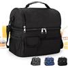 BalladHome Borsa Termica Porta Pranzo 10L Borsa Termica Borsa Frigo con doppio scomparto, Cinghia Regolabile e Chiusura con Cerniera, per uomo e donna, Lavoro, Scuola (Nero)-A