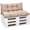 Generic Set di cuscini per pallet, impermeabili, per esterni, 120 x 50 + 120 x 50 cm, schienale, beige)