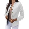 Fulidngzg Giacca Donna con Risvolto Taglie Forti Regular Fit Blazer Maniche Lunghe Cerimonia Cotone Giacca Leggera Tinta Unita Coprispalle Curvy Bianca Giacche Primaverile Autunno Elegante