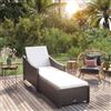 vidaXL Lettino Prendisole con Cuscino Bianco Crema in Polyrattan Nero