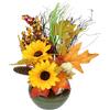 Flair Flower Composizione autunnale artificiale in vaso con girasole, frumento, bacche, coni, fiori autunnali, fiori artificiali, piante decorative, fiori autunnali, foglie d'autunno, decorazione da tavolo,
