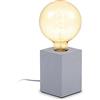 B.K.Licht Lampada da comodino in cemento, attacco per lampadina E27 non inclusa, Dimensioni 9x9x13 cm, interruttore sul cavo, lampada da tavolo quadrata grigia