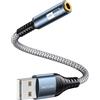 ANDTOBO Adattatore Audio USB a Jack 3,5 mm, Scheda Audio Esterna Adattatore USB-A a Jack Adattatore per Cuffie e Microfono per PC, Laptop, Switch, PS4, Mac, Linux ecc