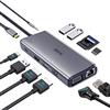SSK Hub USB-C 11 in 1, Docking station per laptop con triplo display, Adattatore multiporta di tipo C con 2 (doppio) HDMI 4K/60Hz, VGA, PD3.0, SD/TF CR, RJ45, 3 USBs ecc. Per MacBook/XPS e altr