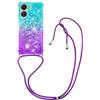 CaseLover Cover Compatibile Xiaomi Redmi 13C 4G con Cordino, Custodia con Laccio Collana Glitter Liquido Sabbie Mobili Morbida TPU Case Antiurto Protettiva Cover per Xiaomi Poco C65, Viola Verde