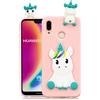HopMore Compatibile con Cover Huawei P20 Lite Silicone Disegni 3D Divertenti Fantasia Gomma Morbido Custodia Antiurto Protettiva Slim TPU Case Bumper Molle Caso - Unicorno Unicorn Rosa