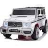 FINOOS Auto Macchina elettrica per bambini 2 posti Mercedes G63 AMG 4X4, 2 x 12V 7Ah Batteria a doppio sedile - con telecomando - Sedile in pelle e pneumatici EVA (Bianco)