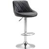 CLP Sgabello Design Imbottito Lazio in Similpelle I Sgabello Girevole con Poggiapiedi I Sedia Alta Cucina Regolabile 83-104 CM, Colore:Nero, Colore del Telaio:Cromo