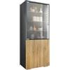 Vladon Vetrina Granada, Armadio Vetrina Made in Germany con Porta in Vetro e Inserto in Vetro, antracite opaco/rovere naturale (50 x 122,5 x 34,5 cm)