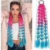 PORSMEER Extension per Treccine Africane rosa/blu 60cm colorato bolla coda di cavallo estensioni per intrecciare,Estensioni dei capelli sintetici a coda di cavallo sirena per le donne