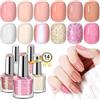 Saviland Set di 14 smalti con base e top coat: 12 colori pastello ad asciugatura rapida e a lunga durata, non tossico a base d'acqua, senza smalto U V per nail art fai da te, manicure a casa