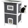 PawHut Cuccia Gatto Esterno in Legno di Abete a 2 Piani, Casetta per Gatti da Esterno con Tetto Apribile e Impermeabile, 60x60x90.5cm