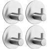 Drenky Ganci Adesivi 4 Pezzi In Acciaio Inox, Impermeabili Base Rotonda Senza Forare Autoadesivi Con Tampone Adesivo Per Cucine, Bagni, Uffici (Argento)