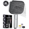 Rekovan Soffione Doccia Anticalcare, Doccino per Doccia Alta Pressione, Doccetta Grande 135 mm 【Silicone Qualità Alimentare】, 【Risparmio idrico 43%】, Telefono Doccia 3 Modalità di Getto, Cromato (senza tubo)
