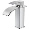 FORIOUS Rubinetto per Bagno FORIOUS, Rubinetto per Lavabo a Cascata in Nickel Spazzolato, Miscelatore Monocomando per Lavabo con Altezza del Beccuccio di 110 MM, Risparmio Idrico, Risparmio Energetico.