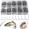 Esshogo 500 Pezzi Ami da Pesca, Ami da Pesca in Acciaio al Carbonio con Scatola di Plastica, 10 Dimensioni Amo Pesca Spinato Ganci a Occhiello Adatto per la Pesca in Lago, in Fiume, in Mare