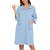 Lovasy Kimono Corto da Donna con Cerniera Accappatoi in Maglia Waffle Vestaglia kimono Morbido e Leggero al Ginocchio Accappatoio con tasche A Verde S