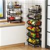 KOLENSA Cestello in filo metallico con ruote, contenitore impilabile per cucina, ripiano per ripiano per frutta e verdura a 3-4-5-6 strati (6Tier)