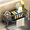 BRYN Porta Spugne Lavello Cucina, Supporto Spugne Inossidabile con Porta Strofinacci, Organizer Lavello Cucina, per Accessori da Cucina, Spugna, Spazzola, Sapone per Piatti, Bagno (Grigio)
