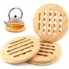 VFANDV Sottopentola, 4P Sottopentole in Bambù, Sottopentola Antiscivolo Resistenti Al Calore Sottopentola in Legno di Bambu, Adatti per Cucina Piatti Caldi, Pentole e Padelle (15x15cm, Rotonde)