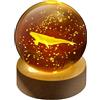 LINXIU Sfera di cristallo con base in legno 3D sfera di cristallo notte luce ornamento inciso palla di vetro balena lampada modello per regalo di compleanno decorazione per la casa