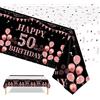 POPOYU Tovaglia per 50° Compleanno in Oro Rosa - Decorazione da Tavolo 137 x 274 cm - Tovaglia Decorativa per Feste