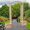 Melko Arco per rose in legno, supporto per piante rampicanti, pergola, arco da giardino, con 2 vasi