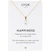 LUUK LIFESTYLE Collana con Ciondolo Perla in Acciaio Inossidabile e carta Regalo HAPPINESS, Gioielli Donna, Amicizia, Idea Regali per Lei, Ragazza, Madre, Portafortuna, Oro (50cm c.)